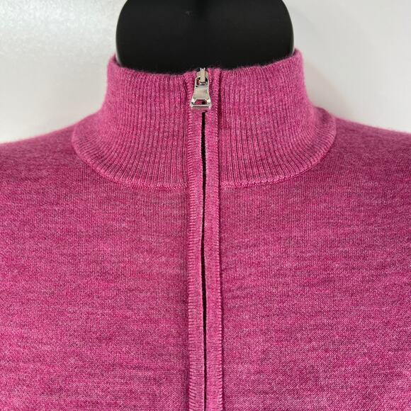 Peter Millar Crown Crafted Cashmere Quarter Zip Pullover Long Sleeve Knit Pink - Picture 2 of 6